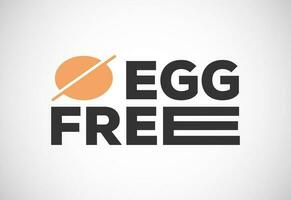 Egg free labels badge logo sign for food package seal. 100 percent egg free flat vector illustration