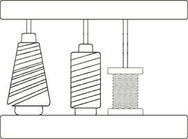 Line art skein thread stand for embroidery machines. vector