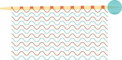 Orange and blue hand made patten with yellow knitting needle. vector