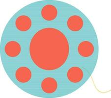 Dots decorated blue bobbin with thread. vector