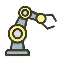 Robotic Arm Vector Thick Line Filled Colors Icon Design