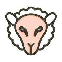 Sheep Vector Thick Line Filled Colors Icon Design