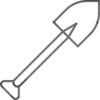 Shovel Icon In Black Line Art. vector