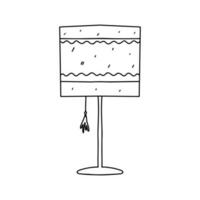 Cute floor lamp in hand drawn doodle style. Vector illustration isolated on white. Coloring page.