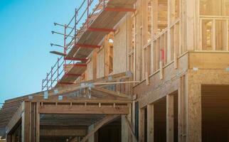 Wood Skeleton Frame Residential Building Developing photo