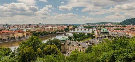 European City Of Prague In Panoramic View. photo