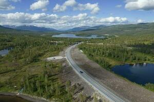 Norwegian Nordland County with Highway Aerial Vista photo