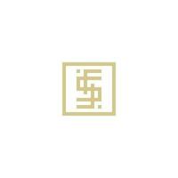 Luxurious squared letters FHS Ambigram logo design vector