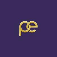 Luxurious Golden Letters PE logo design vector