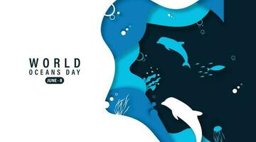 June 8 - World Oceans Day, Vector Illustration in paper cut style