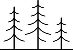 Vector set of black silhouettes of fir trees isolated on a white background. Vector design of a linear Christmas tree icon. A vector icon is highlighted on the memory card, which can be easily changed