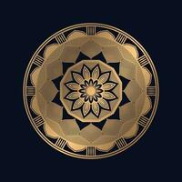 lujoso mandala diseño con dorado vistoso vector modelo