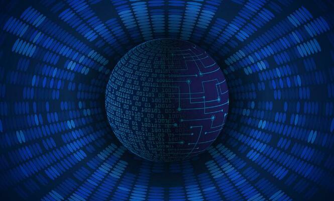 Modern Cybersecurity Technology Background with Blue Globe