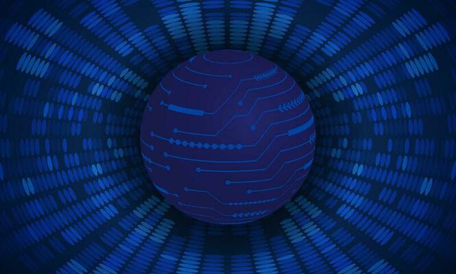 Modern Cybersecurity Technology Background with Blue Globe
