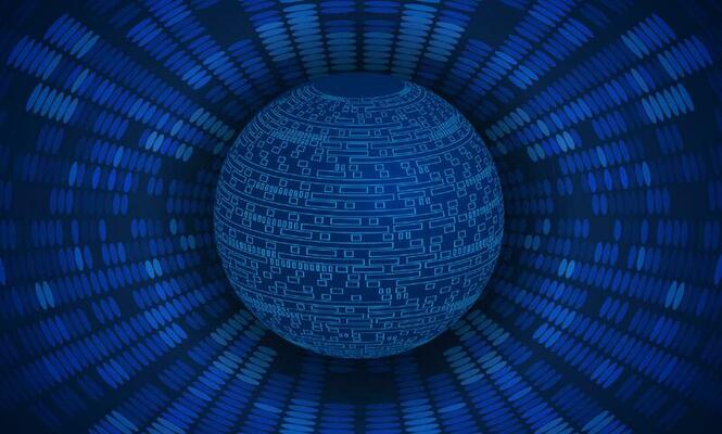 Modern Cybersecurity Technology Background with Blue Globe
