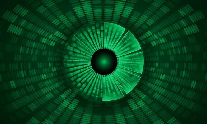 Modern Holographic Eye on Technology Background