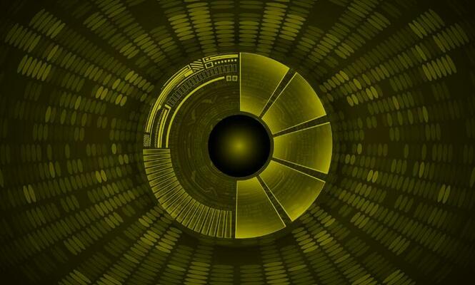 Modern Holographic Eye on Technology Background