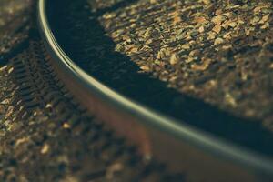 Curved Railroad Track Close Up photo