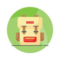 An icon of traveling backpack, cute rucksack vector in modern style