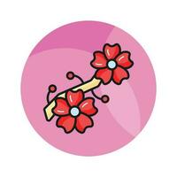 Beautiful flowers of cherry blossom in modern style, well designed icon of flowers vector