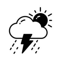 Cloud with lightning bolt denoting concept vector of thunderstorm in modern style