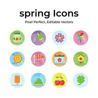 Grab this beautifully designed spring vectors, farming, gardening and agriculture icons set vector