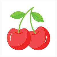 Pair of wild cherries in modern style, healthy and organic berries in trendy style vector