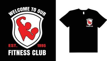 FITNESS CLUB ,TYPOGRAPHY T-SHIRT DESIGN. vector