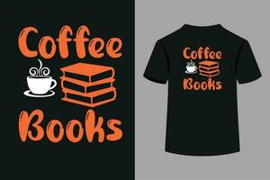 café libros camiseta diseño vector