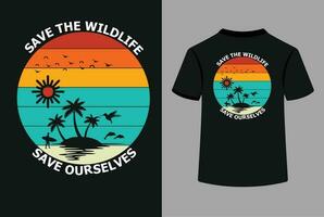 Save The Wildlife Save Ourselves T-Shirt Design vector