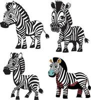 Cartoon Zebra character striped cute animal vector