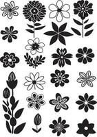 Various Isolated Flower Vector Icon