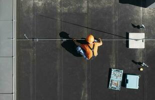 Lightning Protection Rod Installation Performed by Professional Worker photo