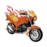 Extremely flaming motorbike. Element of sport vector