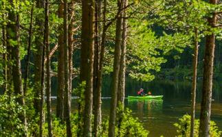 Recreational River Kayaking in Summer Time photo