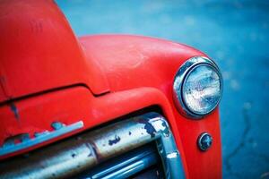 Red Oldtimer Pickup Closeup photo