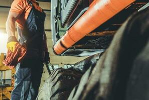 Excavator Repairing Performed by Professional Heavy Machines Mechanic photo