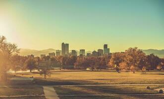 Sunset Time Denver Skyline Colorado photo