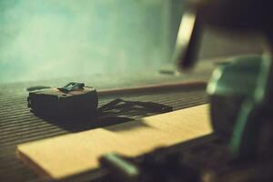 Measuring Tape on a Table Inside the Workshop photo