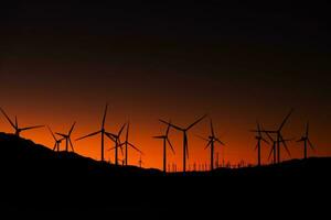 Sunset in Coachella Valley Wind Turbines Power Plant photo