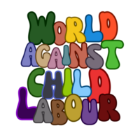 world against child labour text, world against child labour calligraphy, world against child labour lettering inscription clipart on transparent background, digital art, clipart png