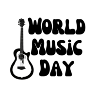 värld musik dag med gitarr ClipArt, kalligrafi, typografi, gitarr digital konst, grafik på transparent bakgrund png