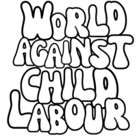 world against child labour text, world against child labour calligraphy, world against child labour lettering inscription clipart on transparent background, digital art, clipart png