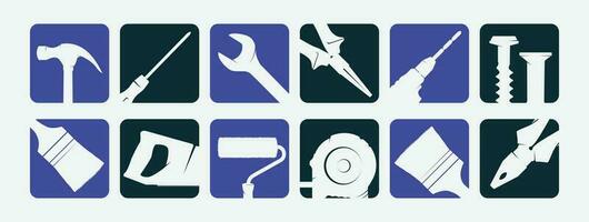 handyman toolkit icons silhouette for social media, user interface UI and digital media vector