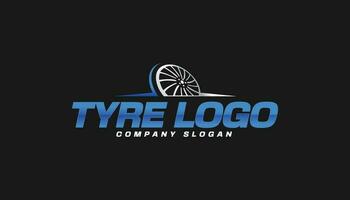 tyre wheel logo concept with modern text, wheel shop repair and new tire store vector