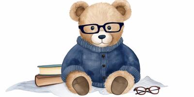 Teddy bear wearing a glasses photo