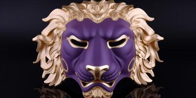 Lion face mask fusion dark purple photo