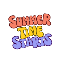 Summer time starts text, Summer calligraphy, Summer time starts lettering inscription, Summer time starts clipart on transparent background, summer digital art png