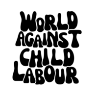 world against child labour text, world against child labour calligraphy, world against child labour lettering inscription clipart on transparent background, digital art, clipart png