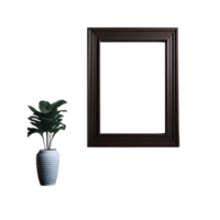 white blank frame with potted plants mockup, Empty blank frame mockup, blank picture frame template, frame mockup on transparent background,  minimalistic frame clipart png